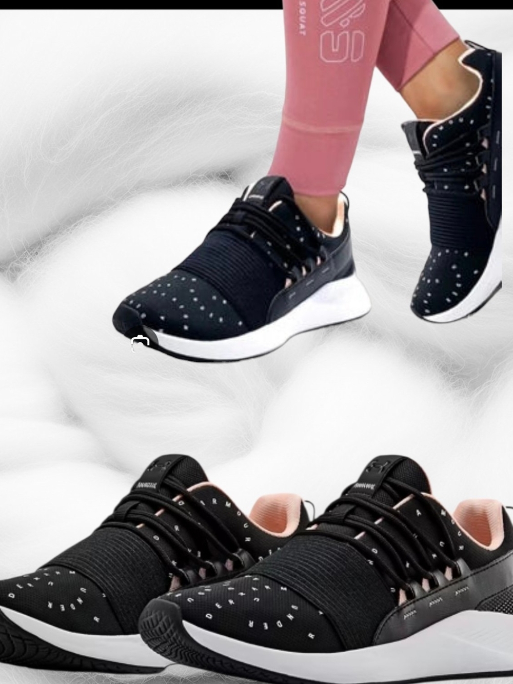 Under Armour Women's Black Slip-On Athletic Sneakers with Pink Lining